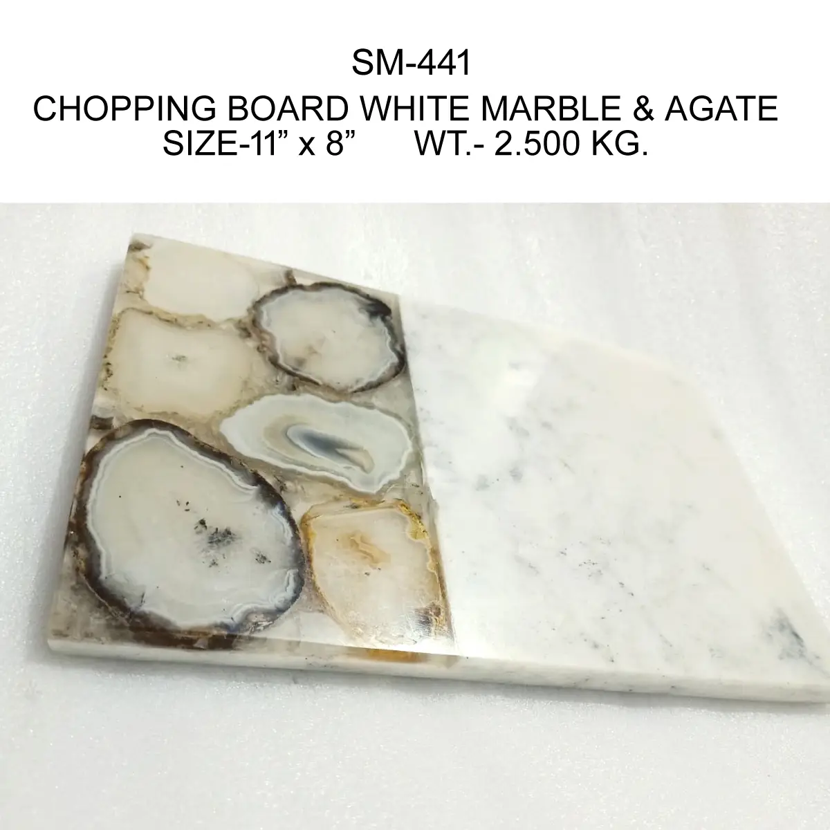 CHOPPING BOARD WHITE MARBLE & AGATE